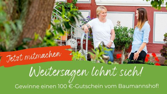 Zwei Frauen im Gespräche - Gewinne einen 100€ Gutschein vom Baumannshof