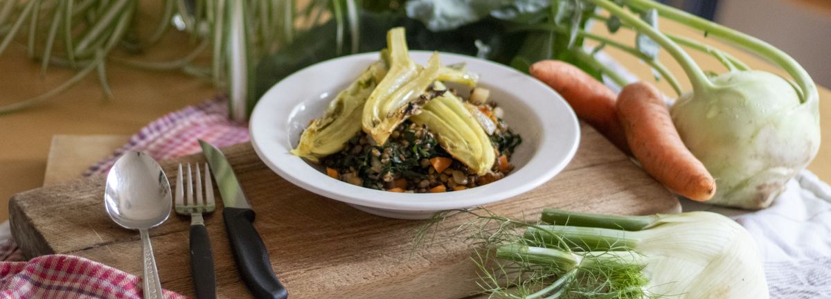 Anicia Linsenrisotto mit Ofen-Apfel-Fenchel